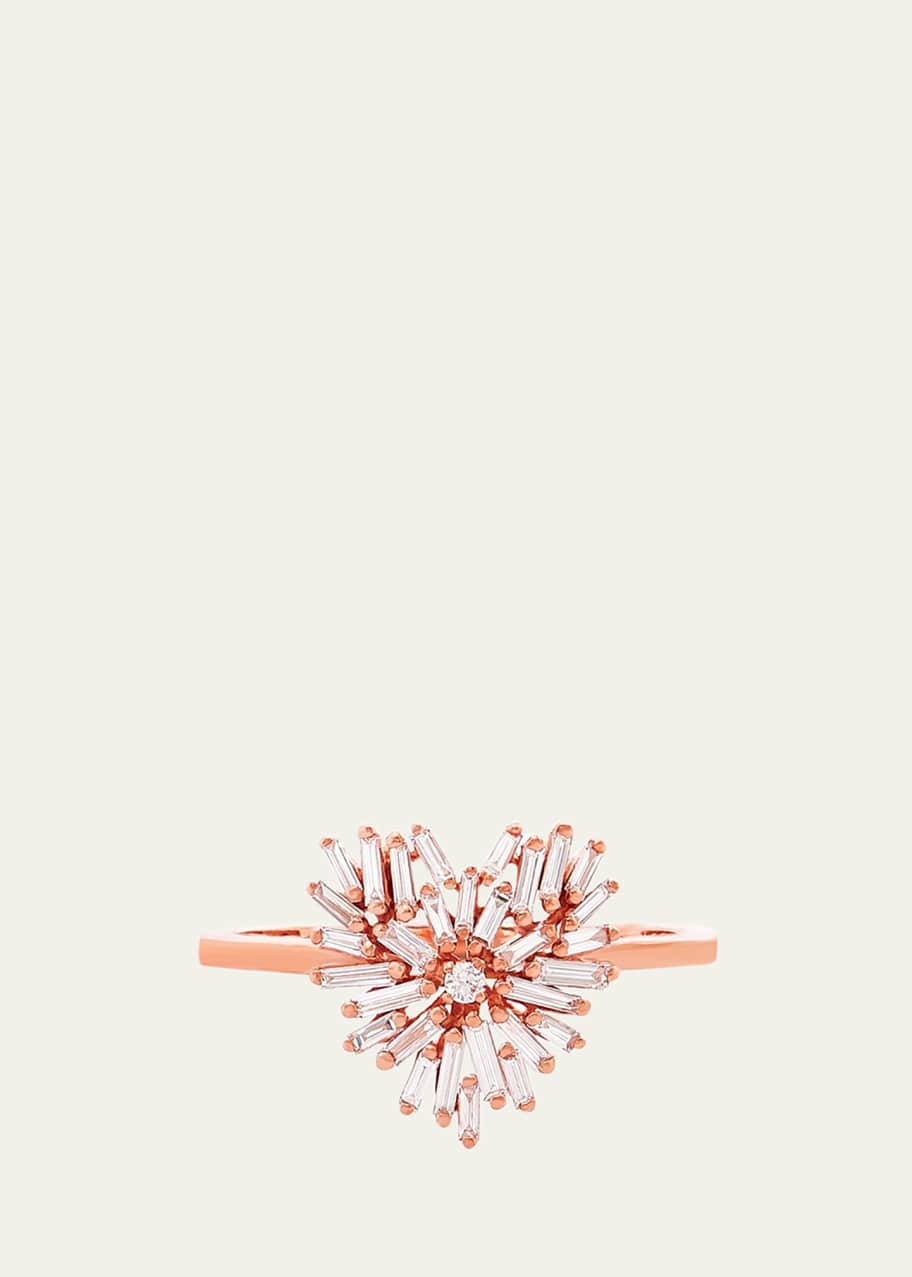 Image 1 of 1: 18k Rose Gold Diamond Mini Heart Ring