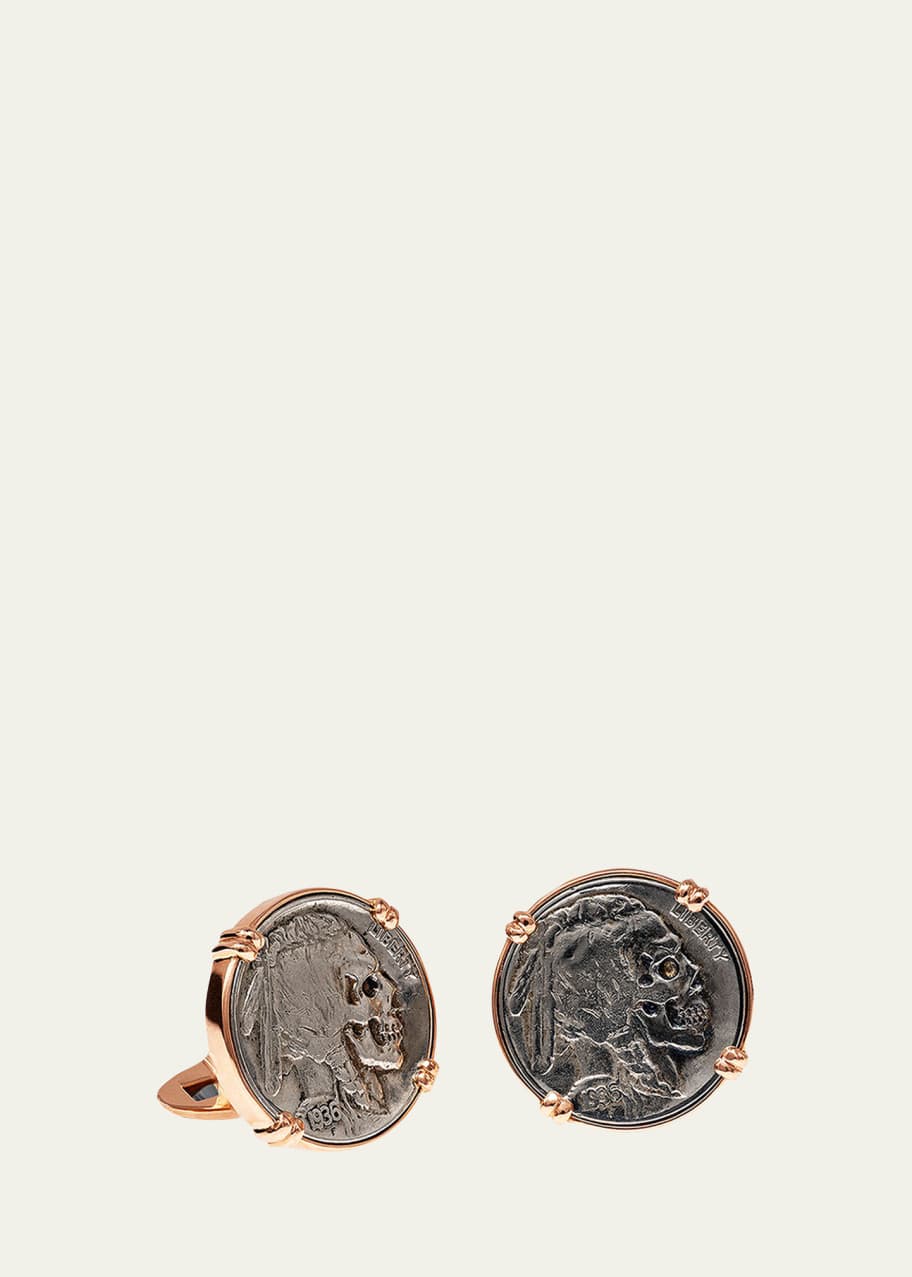 Image 1 of 1: 18K Rose Gold Cufflinks w/ Hobo Nickel Coins