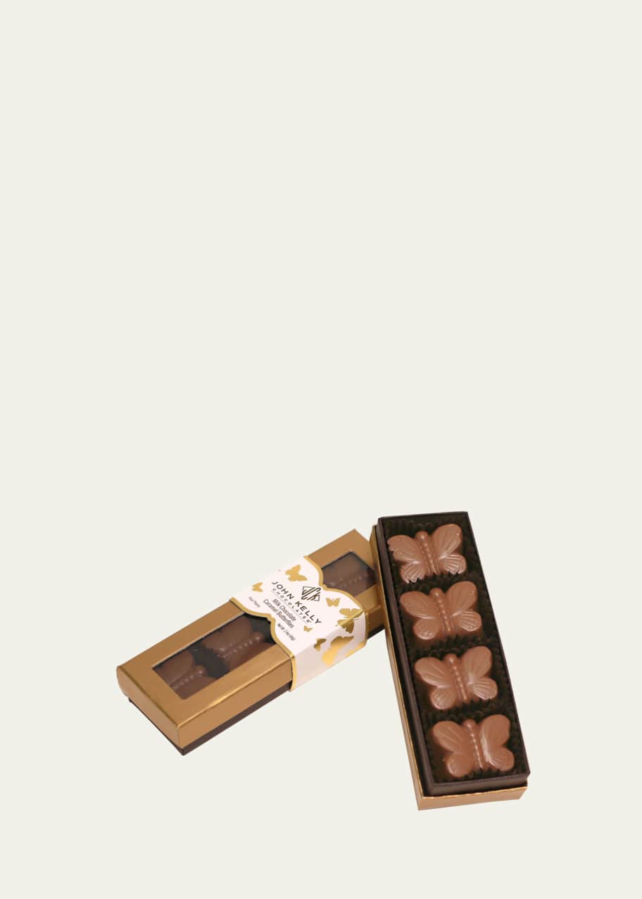 Image 1 of 1: 4-Piece Milk Chocolate Butterflies with Caramel Roasted Almonds and Sea Salt