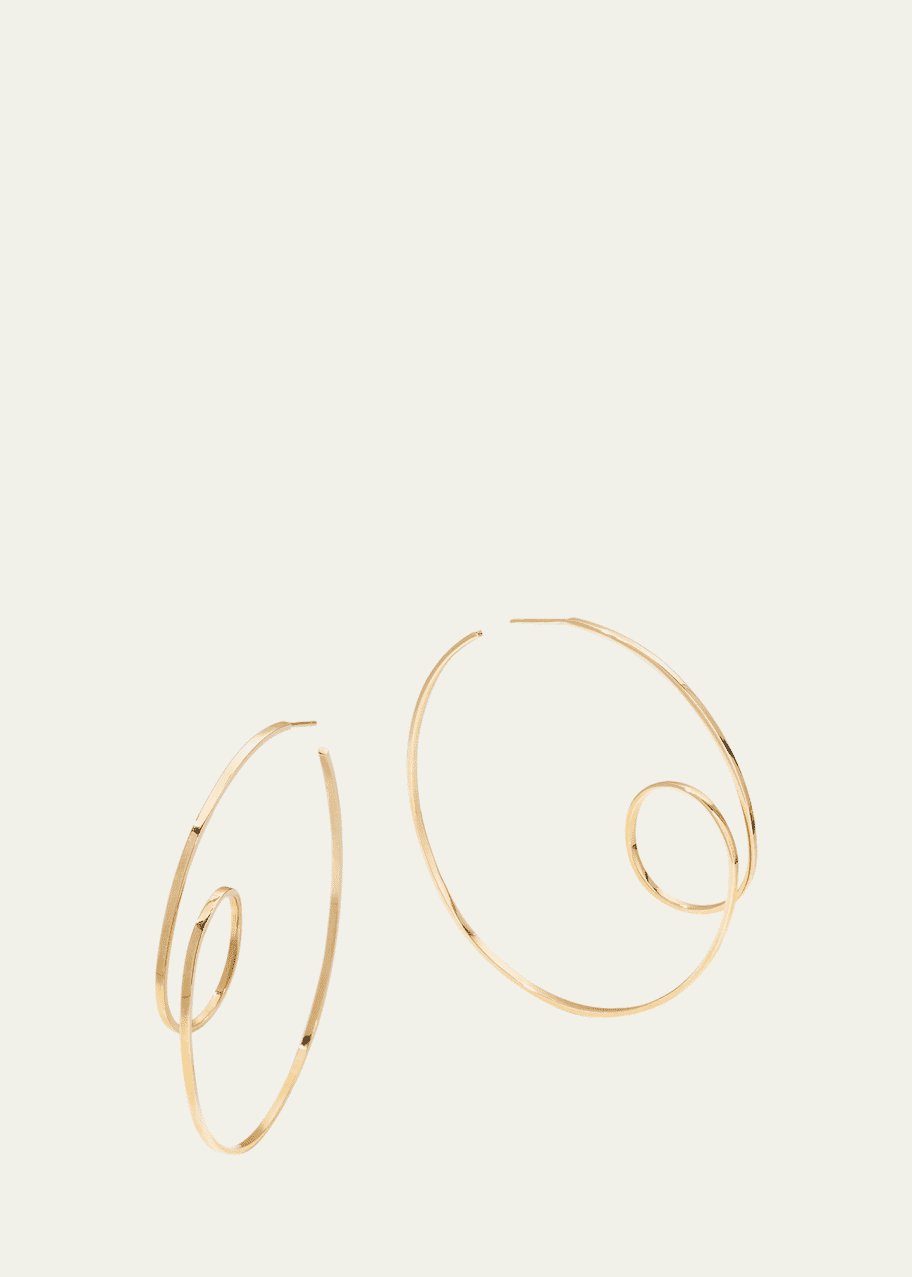 Image 1 of 1: 14k Gold Flat-Loop Hoop Earrings, 60mm