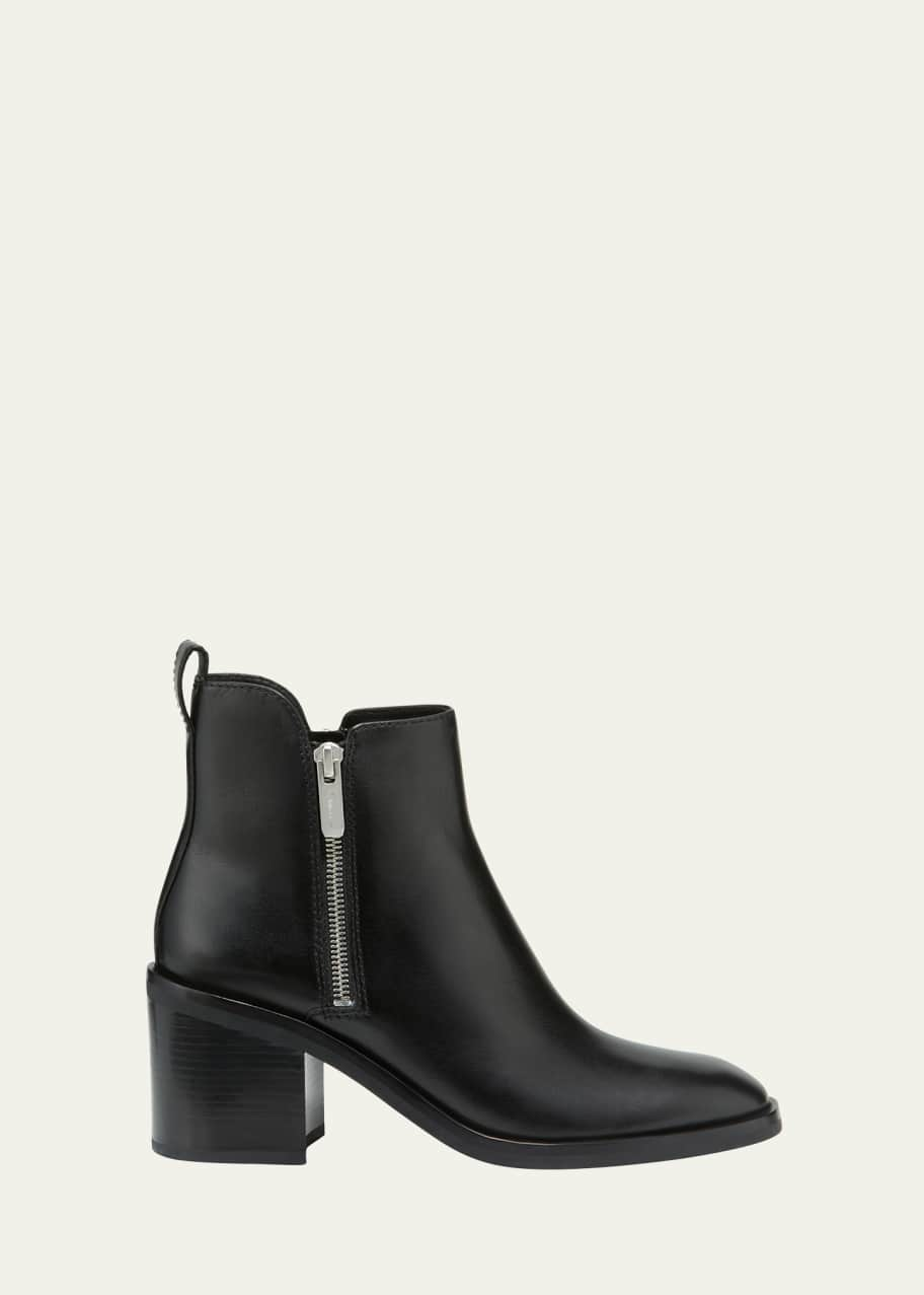 Image 1 of 1: Alexa Leather Double-Zip Ankle Booties