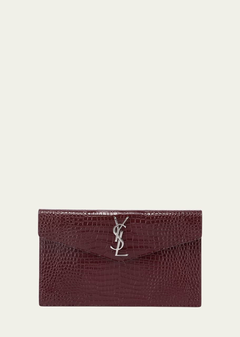 Image 1 of 1: Uptown YSL Pouch in Croc-Embossed Leather