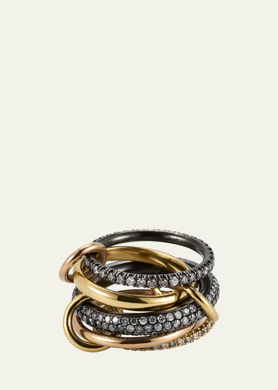 Image 1 of 1: Leo 18k 2-Tone 5-Link Ring w/ Diamonds