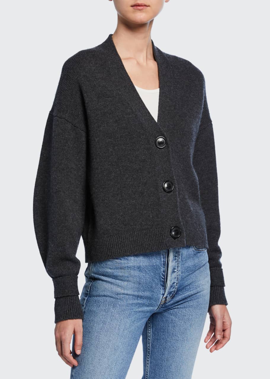 Image 1 of 1: Wool-Cashmere Cropped Cardigan
