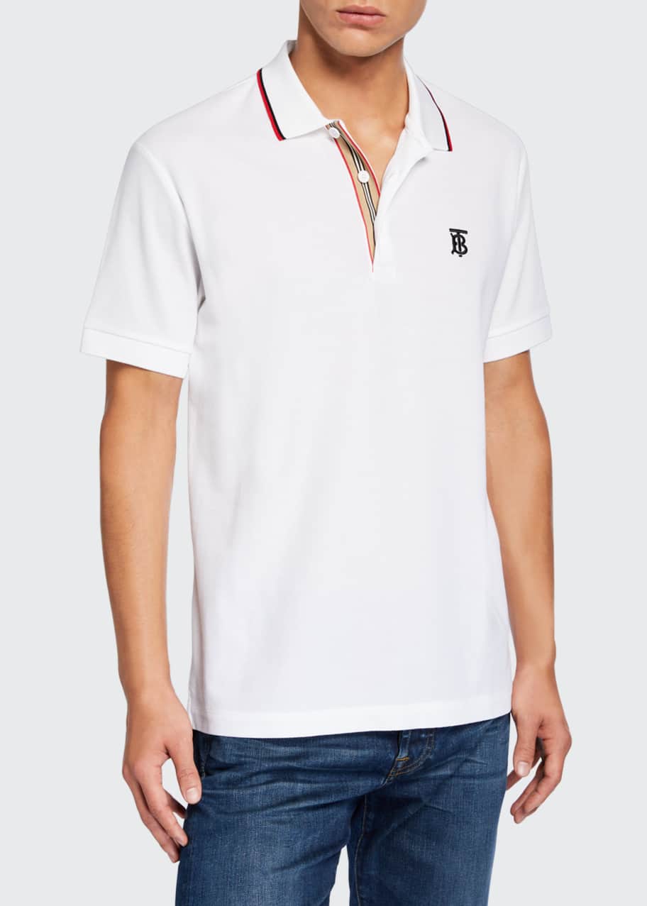 Burberry Men s Polo Shirt with Icon Stripe Placket Bergdorf Goodman
