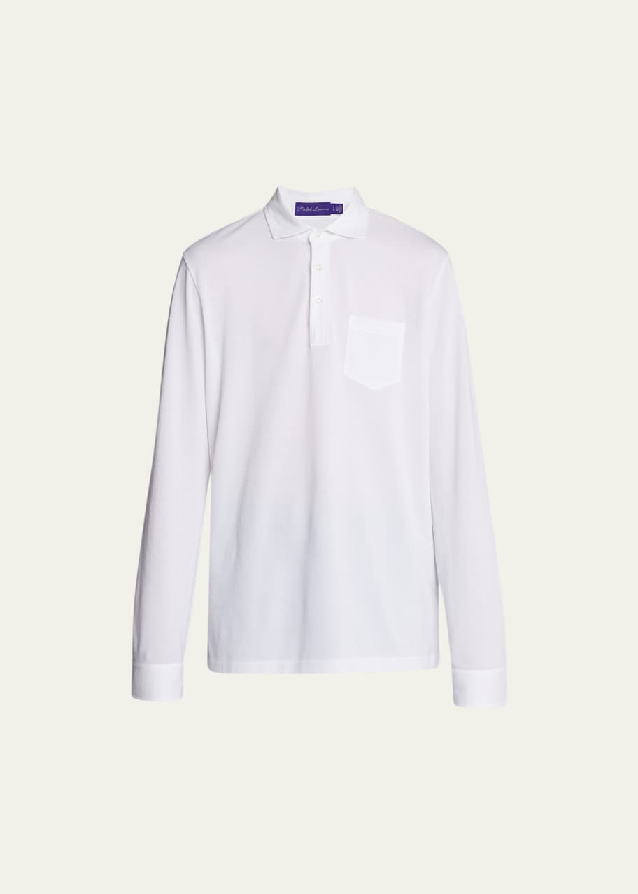 Ralph Lauren Purple Label Men's Washed Long-Sleeve Pocket Polo