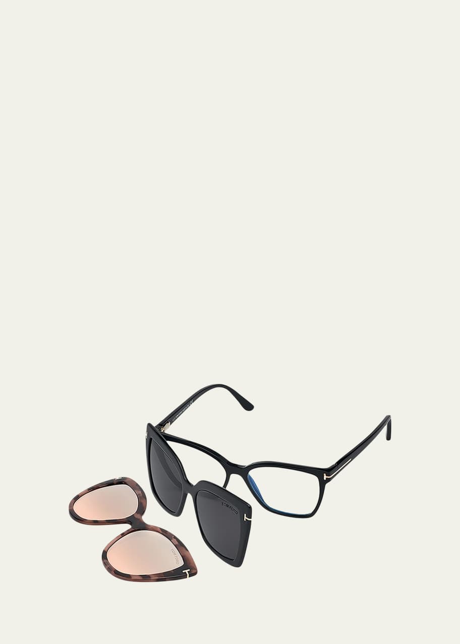 TOM FORD Square Blue Block Optical Frames w Two Magnetic