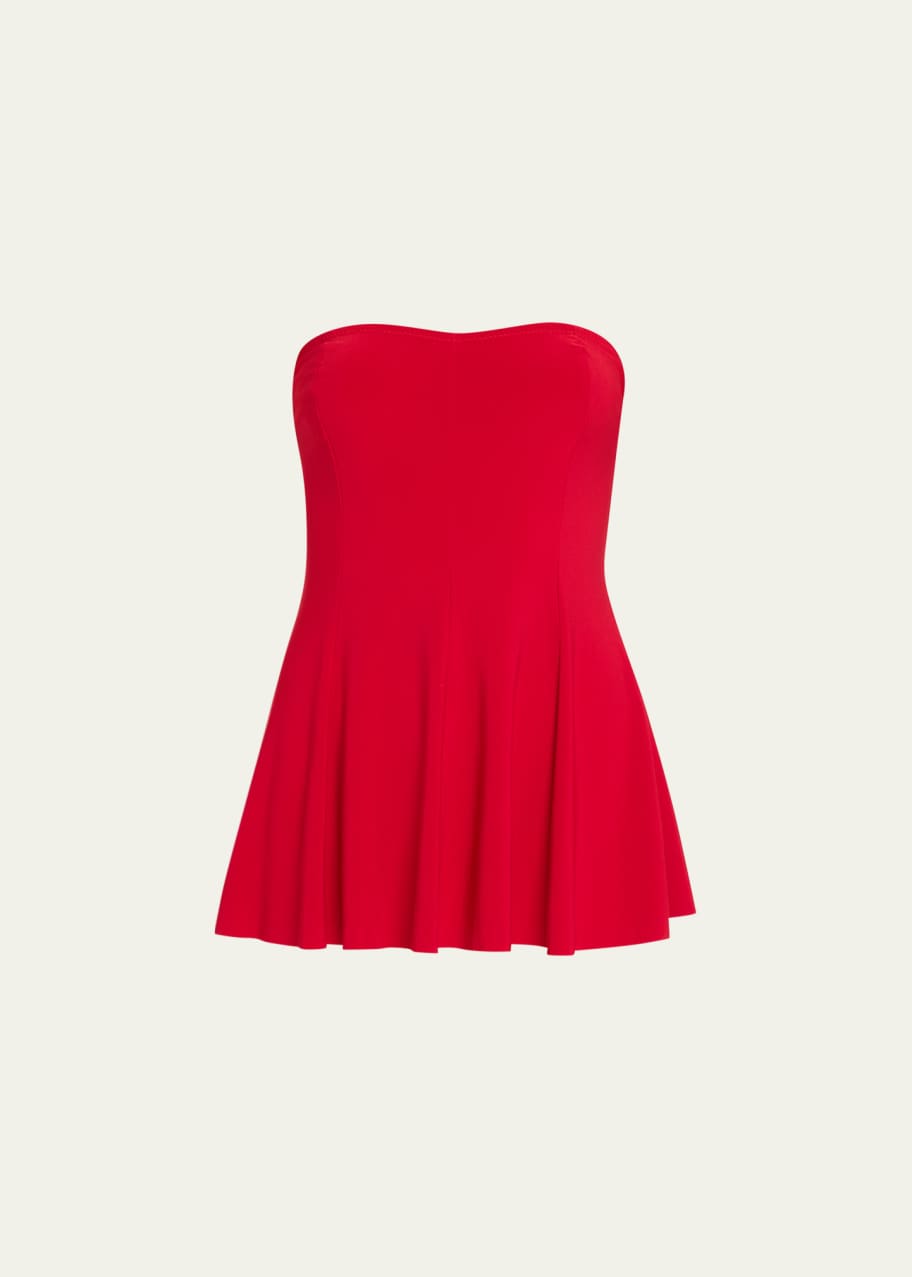 strapless open back dress Norma Kamali Strapless Tailored Side Slit Gown
