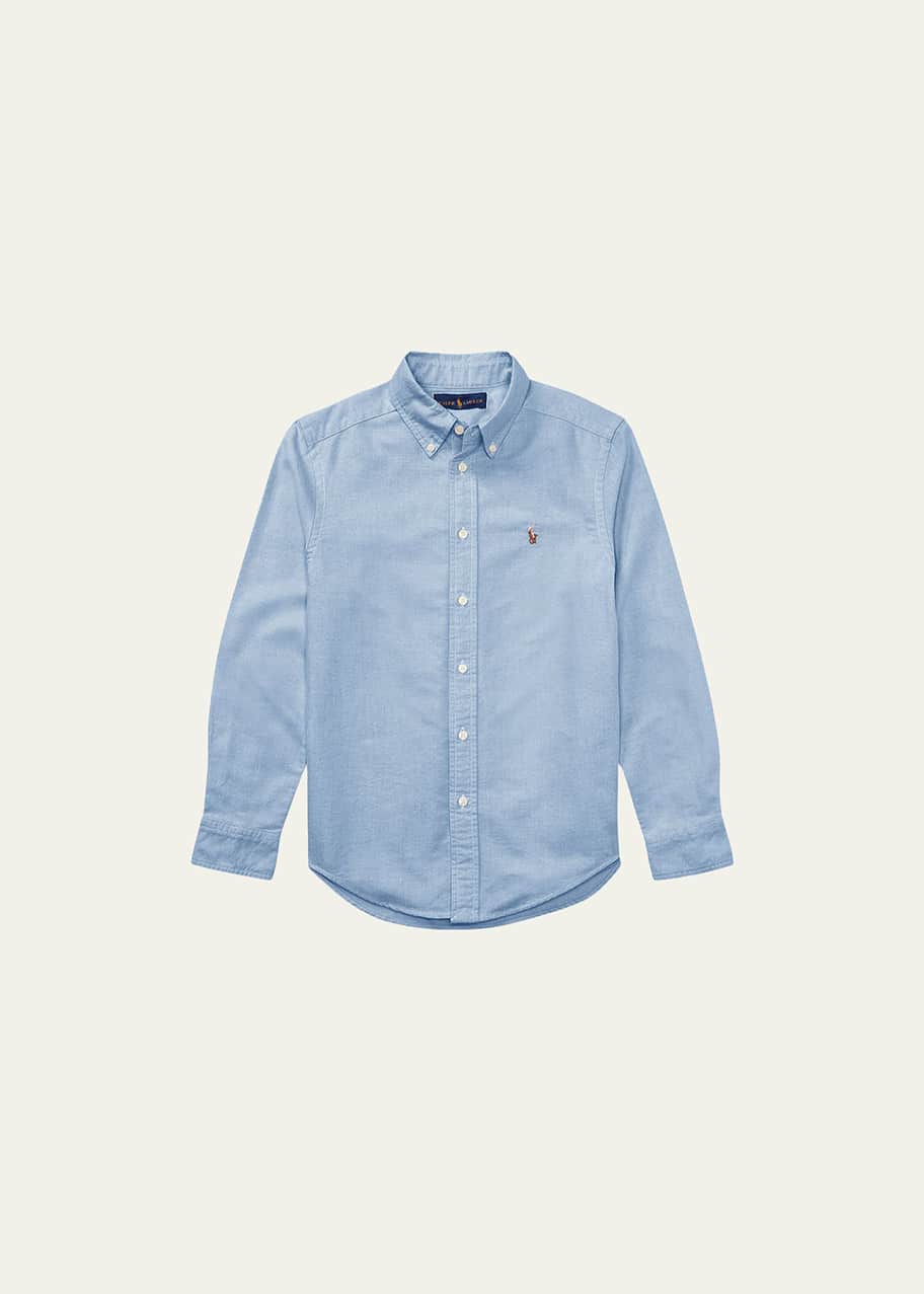 Image 1 of 1: Boy's Cotton Oxford Sport Shirt, Size S-XL