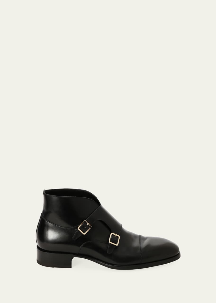 TOM FORD Men's Double-Monk Strap Leather Ankle Boots - Bergdorf Goodman