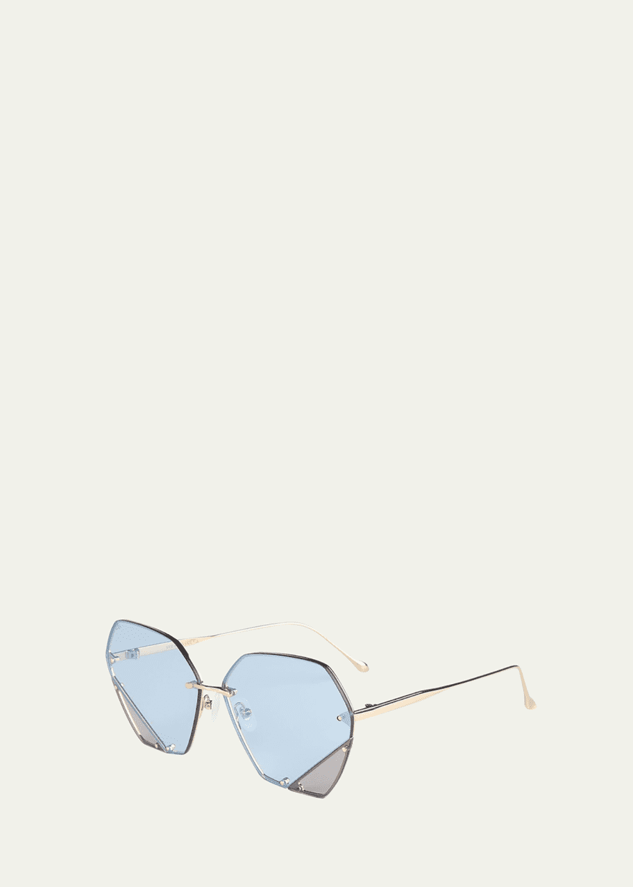 Image 1 of 1: Rimless Two-Tone Square Sunglasses
