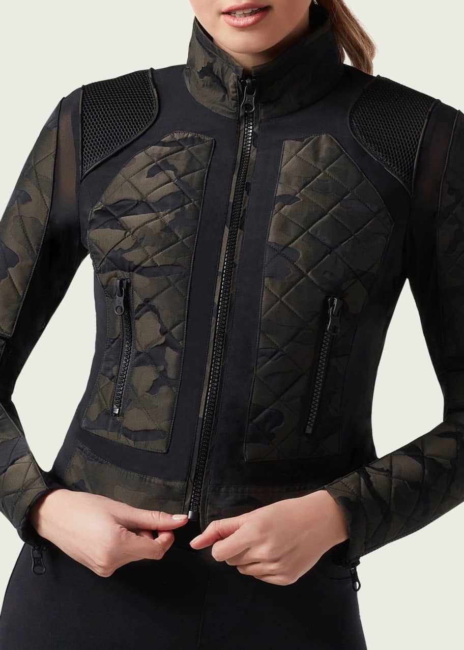 Blanc Noir Camo Mesh Moto Jacket Bergdorf Goodman