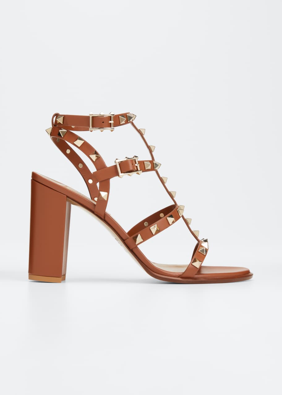 rockstud caged leather 90mm city high heel sandals