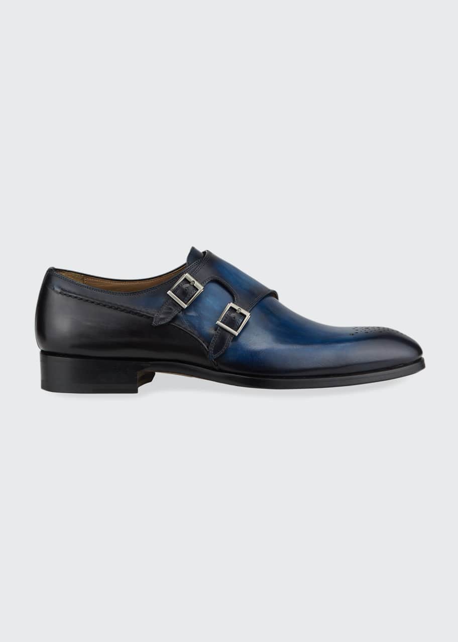 Image 1 of 1: Men's Double-Monk Leather Loafers