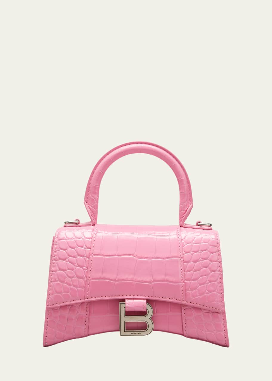 ハンドバッグ Balenciaga Hourglass Xs Crocodile Top Handle Bag Balenciaga Hourglass XS Crocodile-Embossed Top Handle Bag