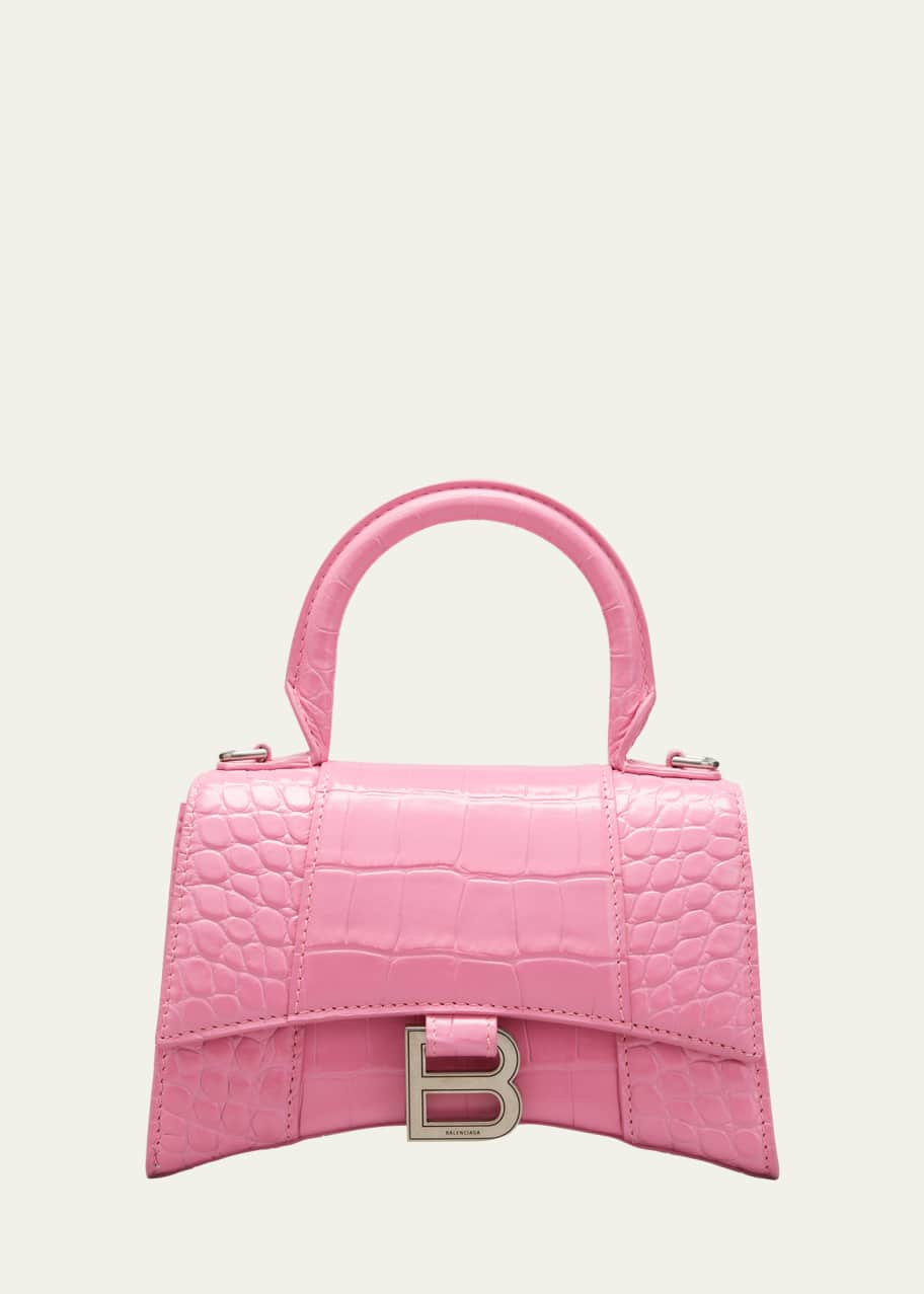 Balenciaga Hourglass XS Crocodile-Embossed Top-Handle Bag - Bergdorf ...