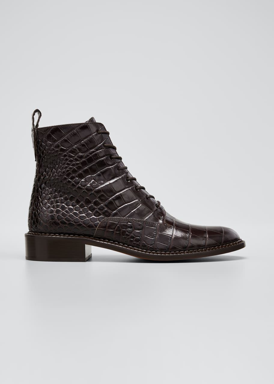 Image 1 of 1: Cabria Embossed Lace-Up Booties
