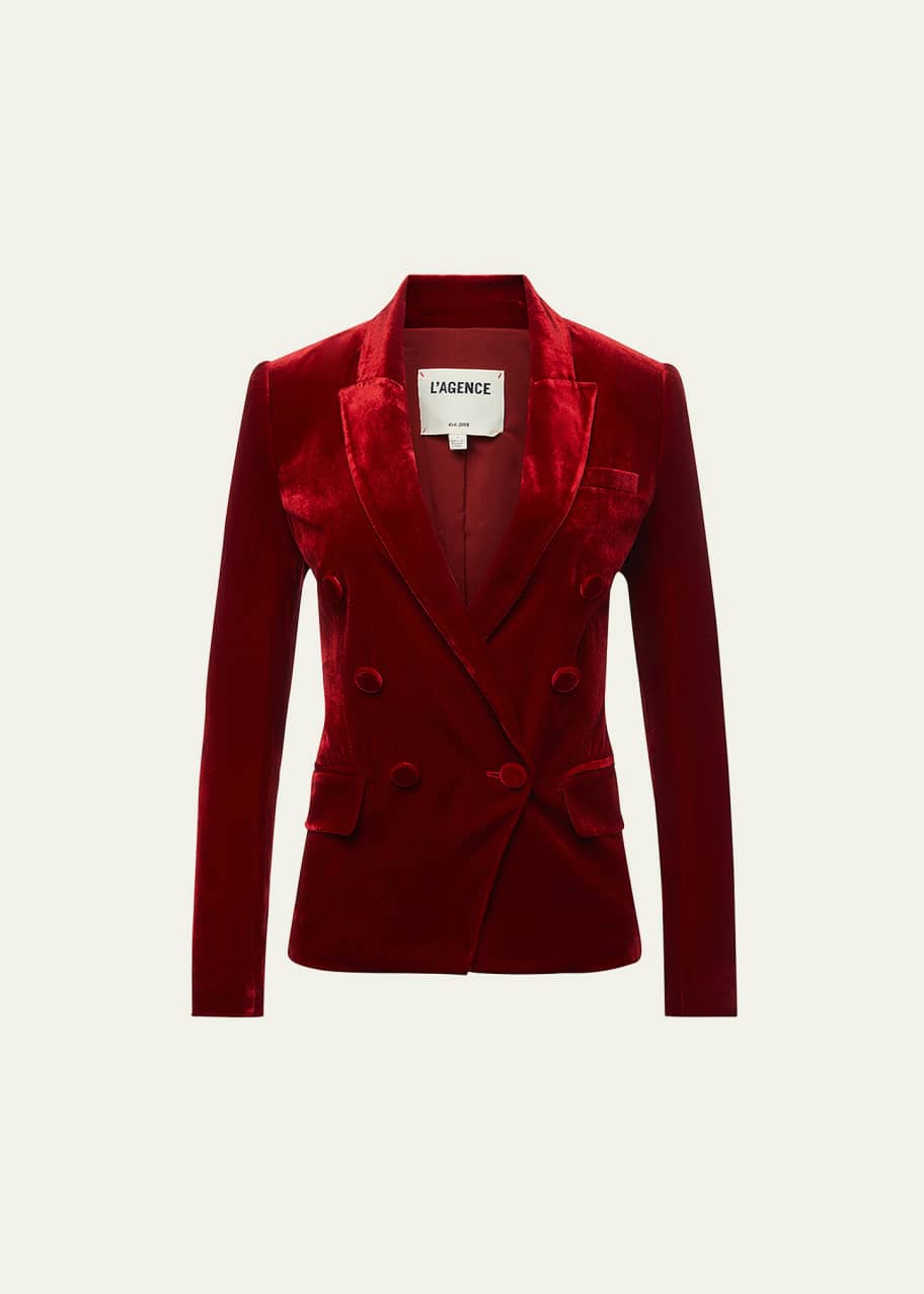 L'Agence Kenzie Velvet DoubleBreasted Blazer Bergdorf Goodman