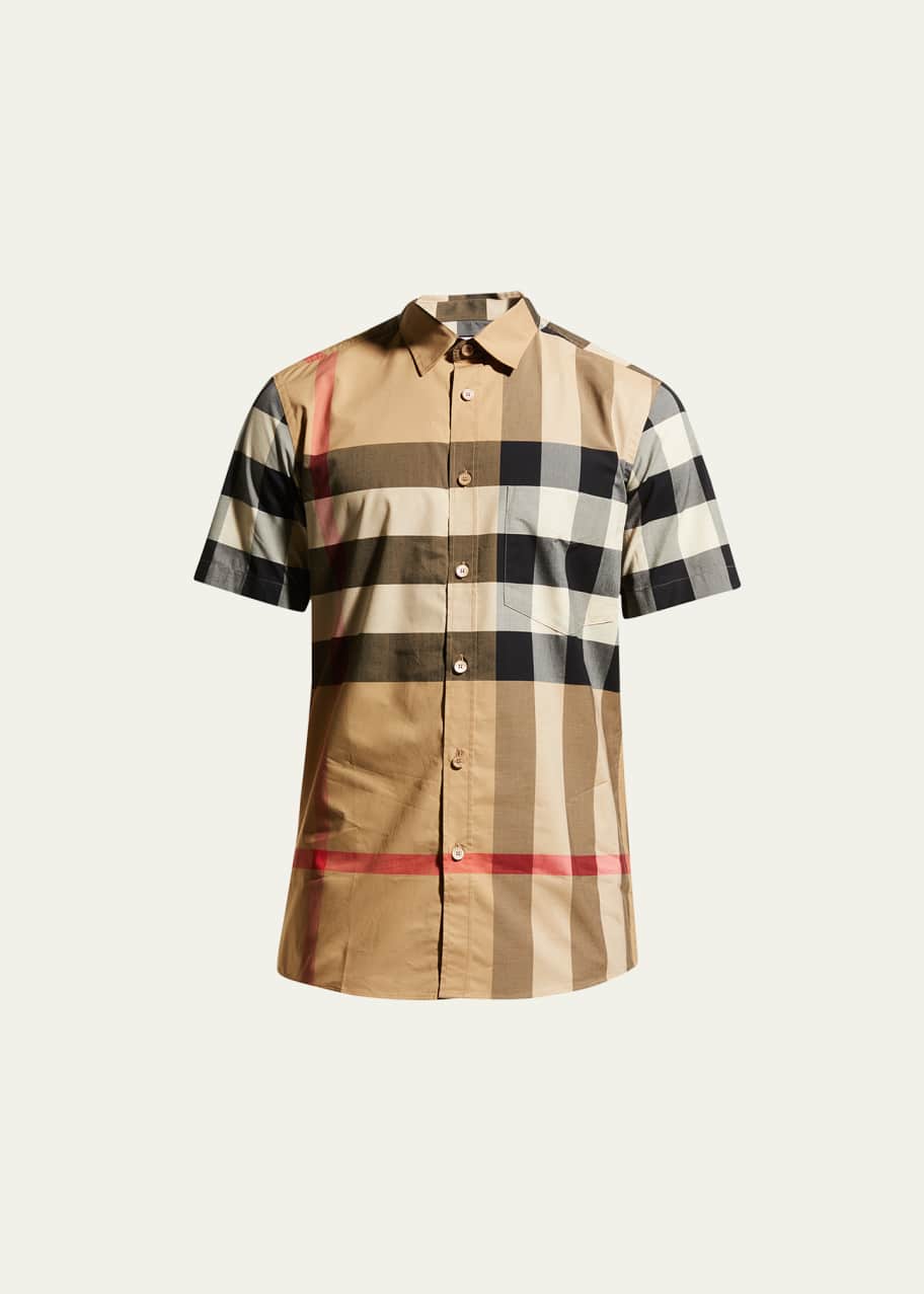 【送料関税込】Burberry Summerton Short Sleeve Check Shirt Burberry Men's Somerton Check Short-Sleeve Sport Shirt