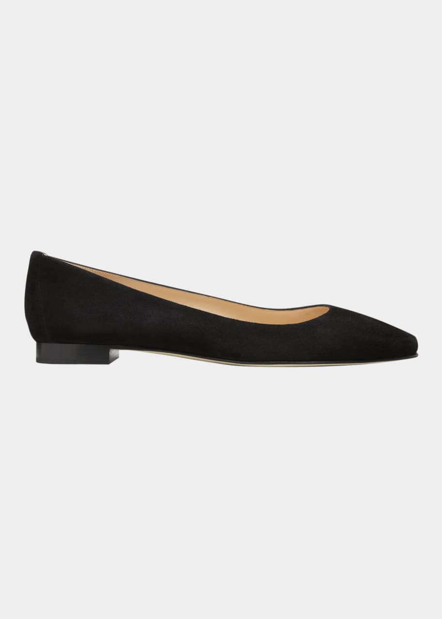 Manolo Blahnik Lee Tapered-Toe Suede Flat - Bergdorf Goodman