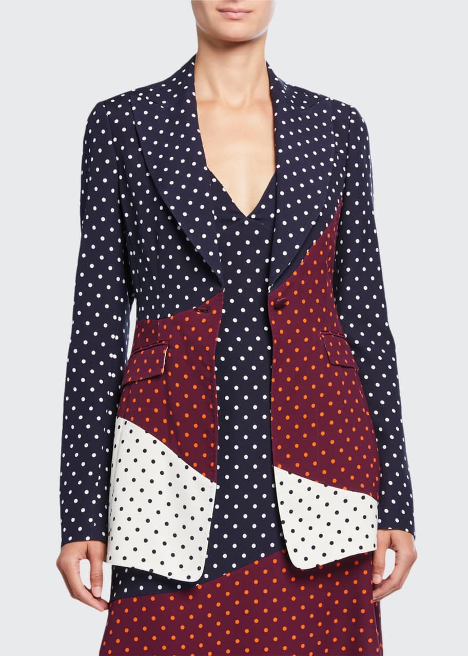 Image 1 of 1: Alain Dotted Patchwork Blazer