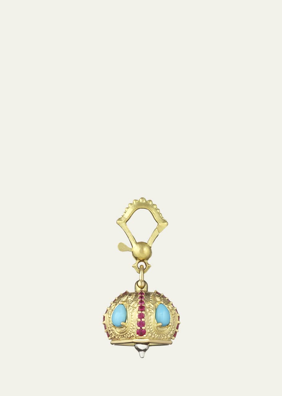 Paul Morelli Turquoise and Ruby Raja Bell Charm - Bergdorf Goodman