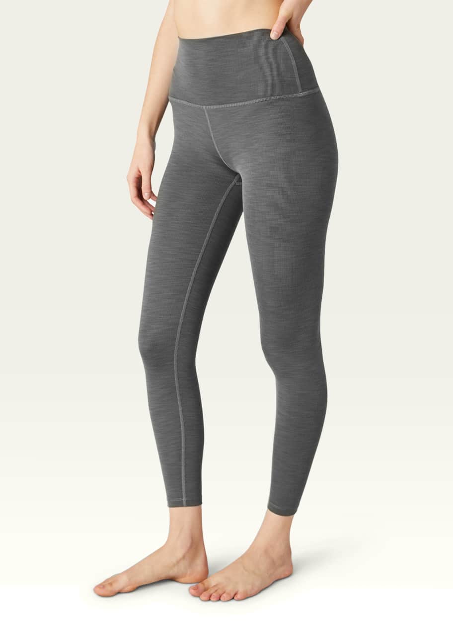 Image 1 of 1: Heathered Rib High-Waist Midi Leggings