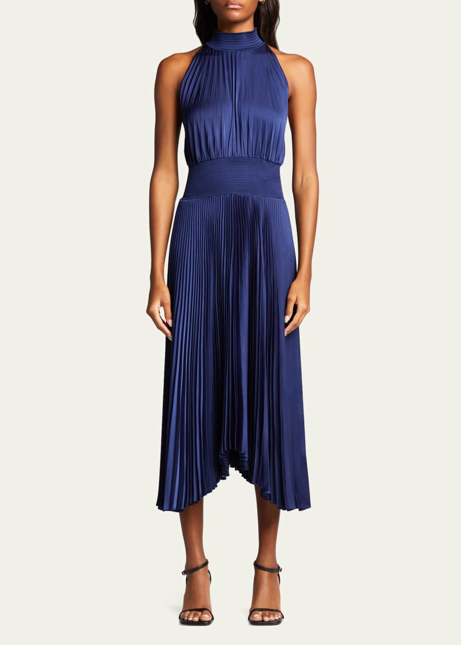 keyhole halter dress Veronica Beard Mackey Seersucker Halter Midi Dress | Pale Orchid Haze main image 1