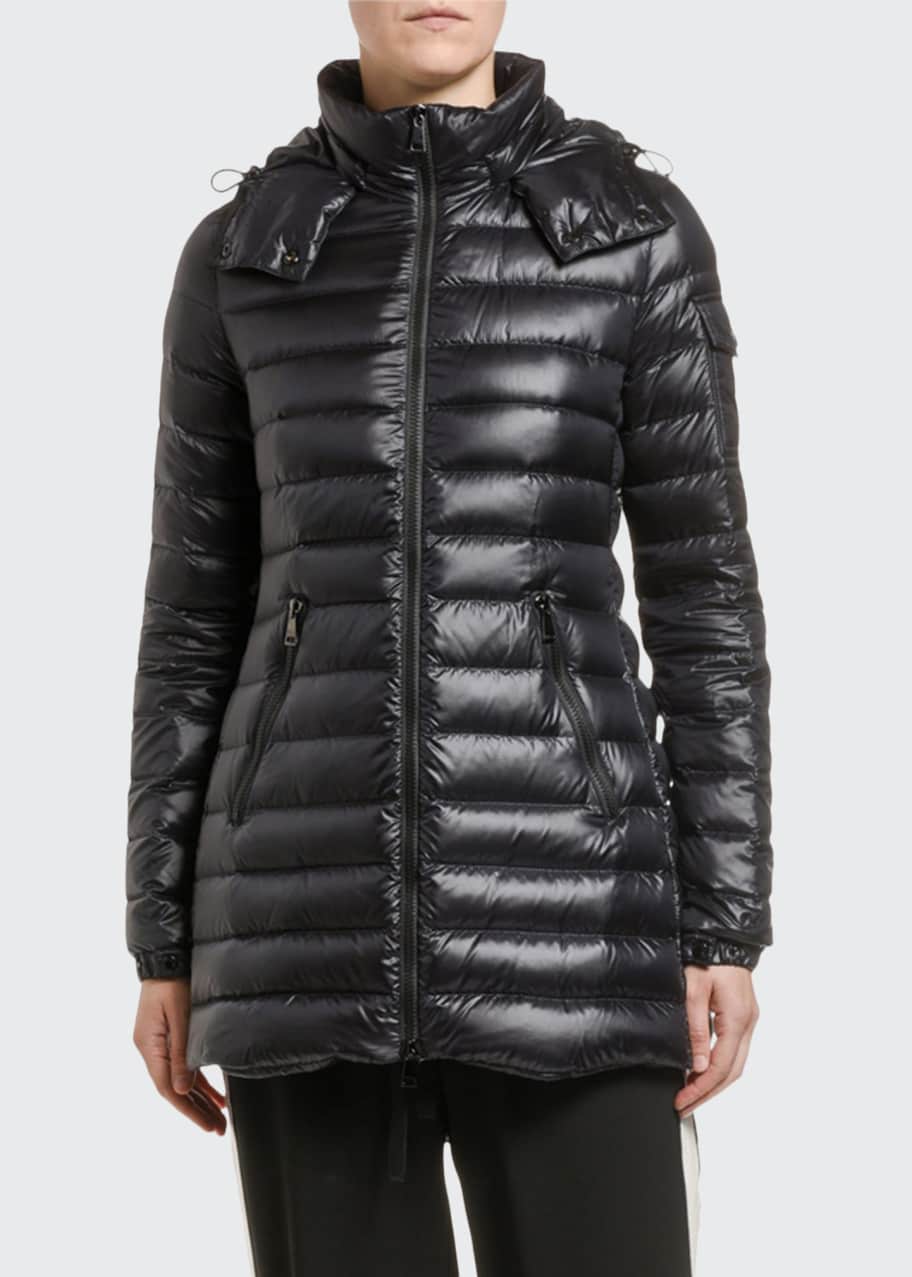 Image 1 of 1: Menthe Removable-Hood Horizontal Puffer Coat