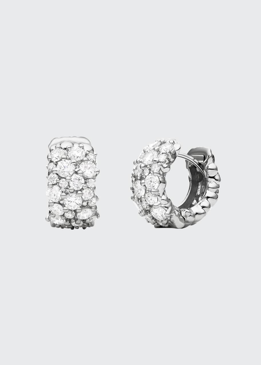 Image 1 of 1: Large White Diamond Confetti Hoop Earrings