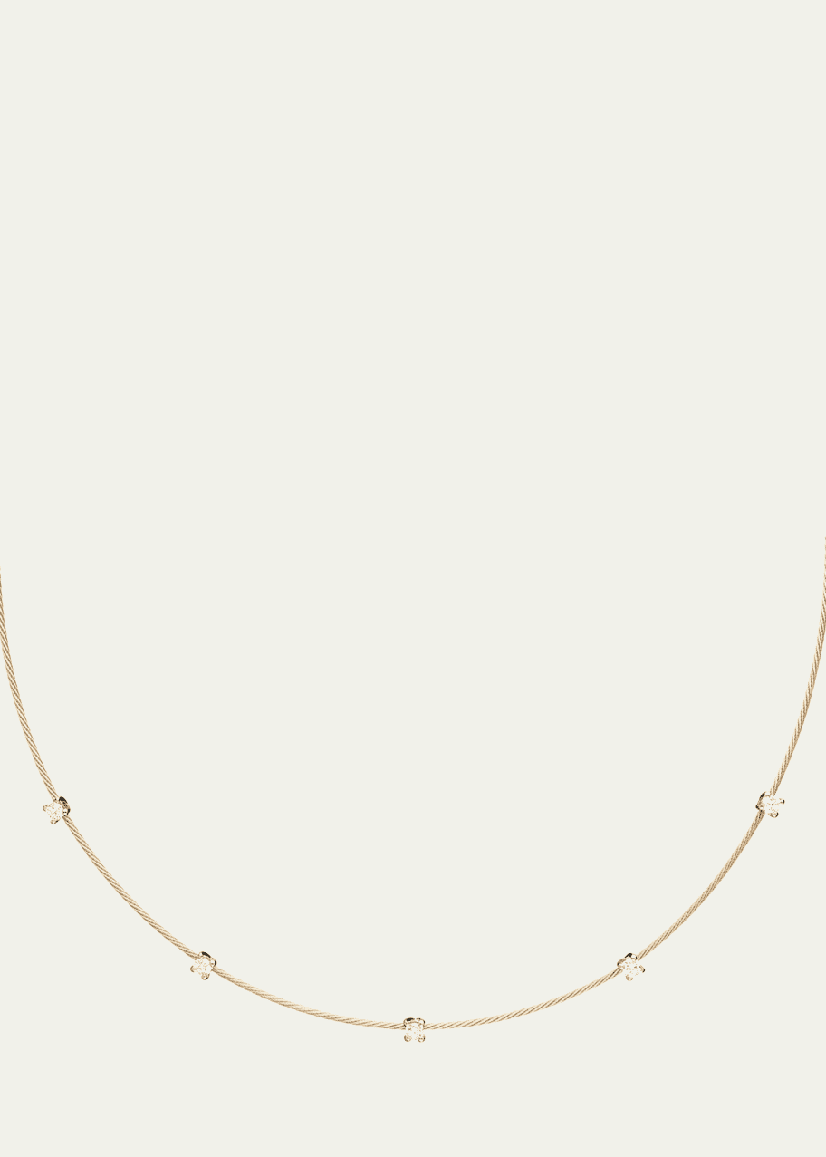 Image 1 of 1: 18K Yellow Gold 1mm Wide Necklace with Diamonds