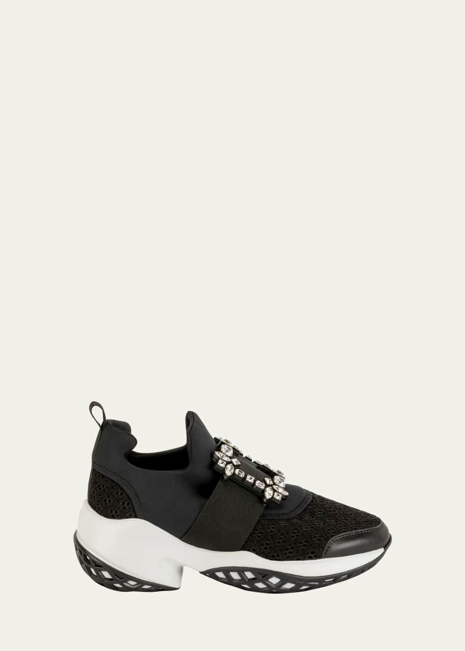 Image 1 of 1: Viv' Run Stretch Crystal Buckle Sneakers