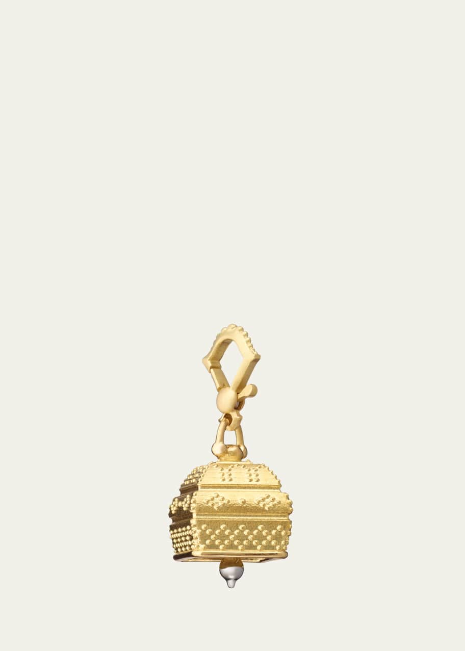 Image 1 of 1: 18K Yellow Gold No. 4 Square Meditation Bell Pendant