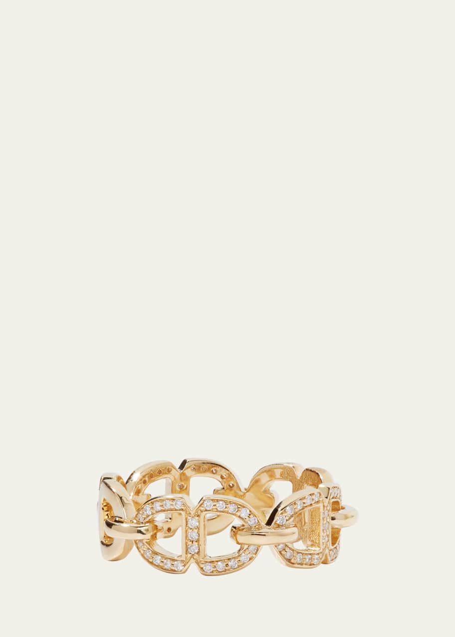 Image 1 of 1: 14k Alternating Diamond Pave Love Link Ring, Size 6.5