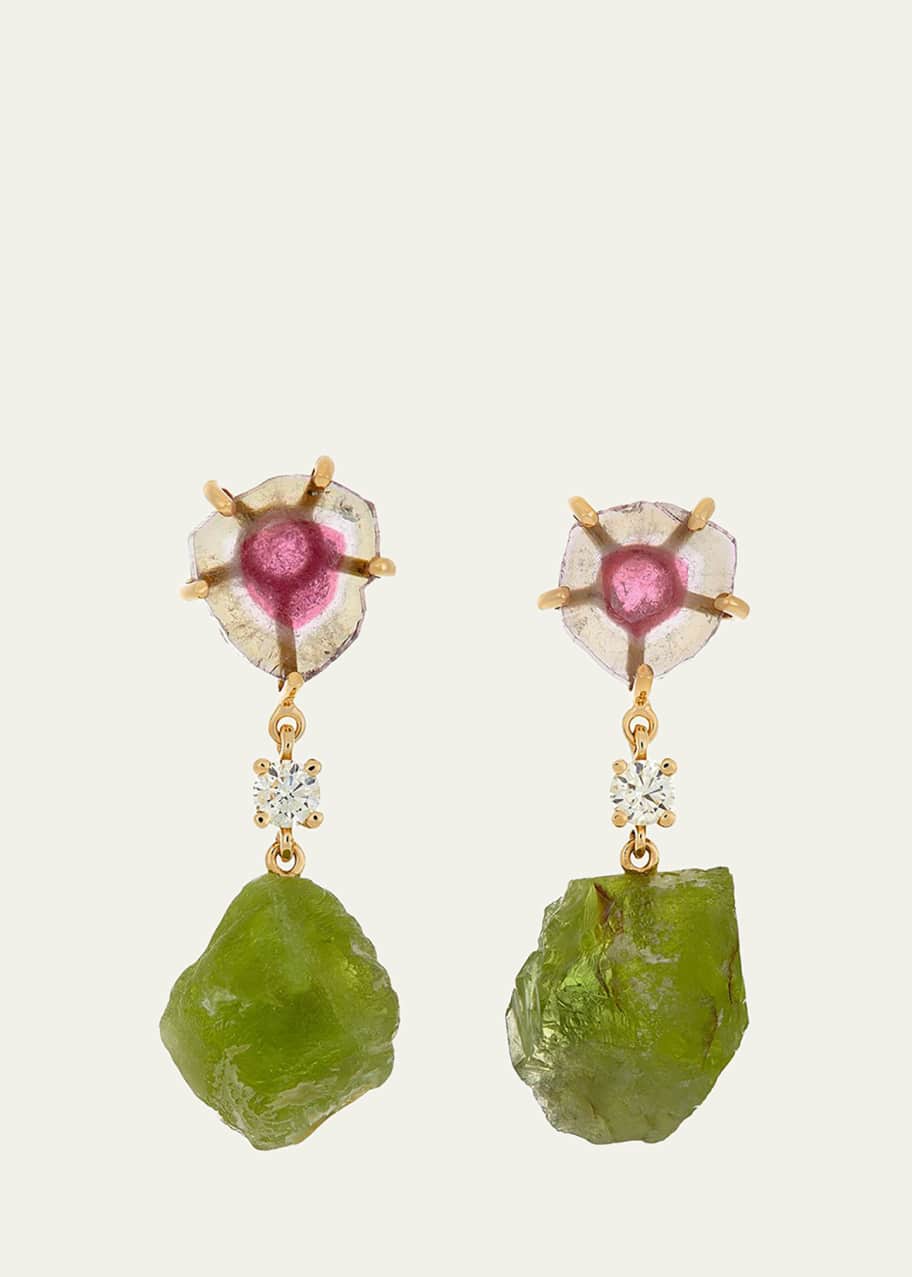 Louis Vuitton tourmaline and diamond one of a kind Conquêtes earrings.