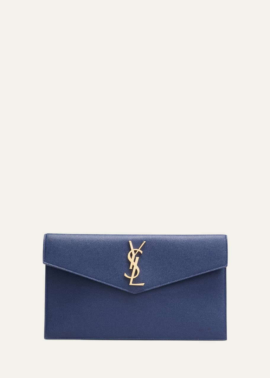 Saint Laurent Uptown Medium YSL Monogram Grain de Poudre Pouch Bag -  Bergdorf Goodman