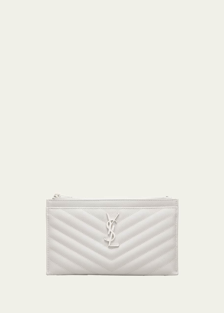 Image 1 of 1: YSL Monogram Small Ziptop Bill Pouch in Grained Leather