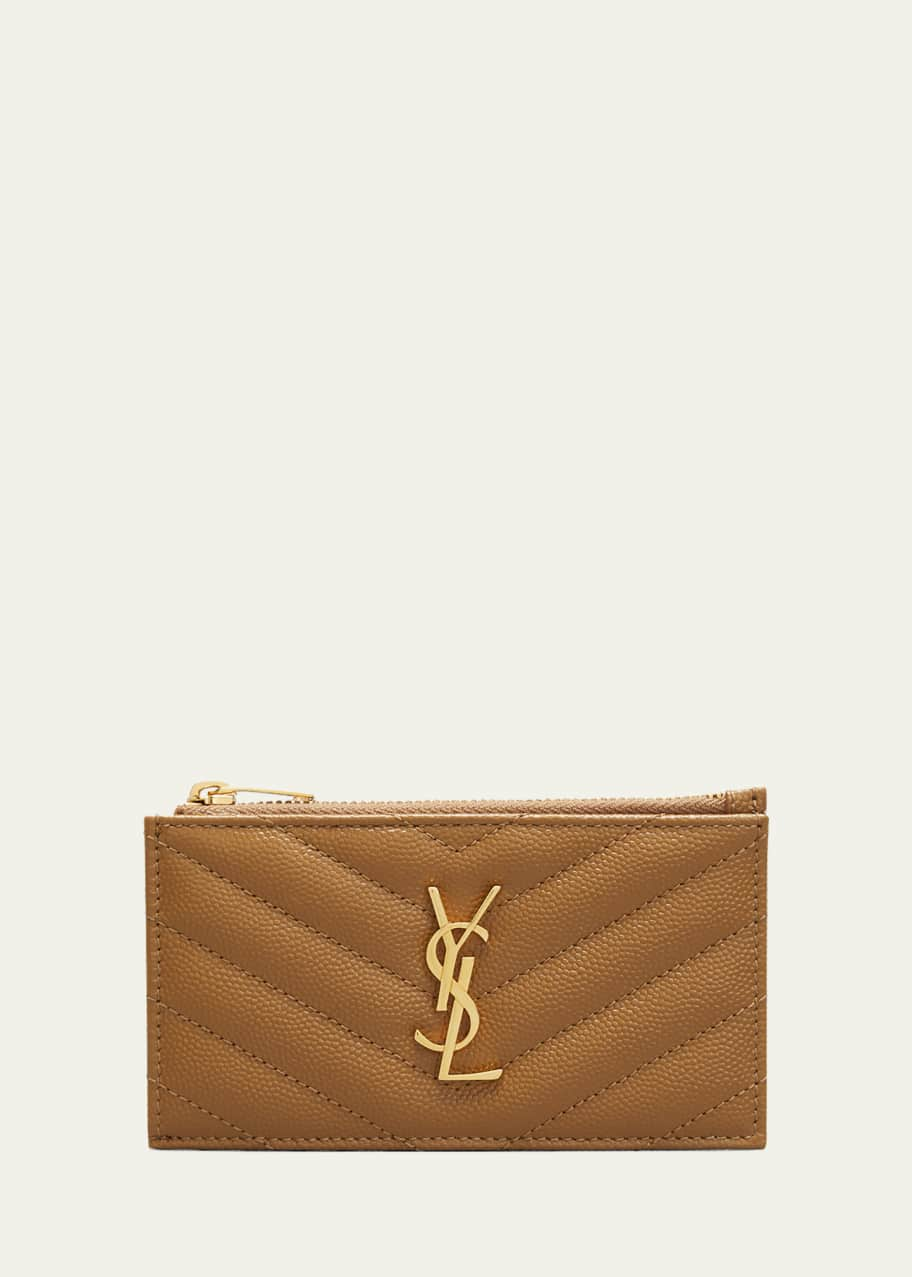 Saint Laurent Zip Fragments YSL Monogram Pouch Card Case Wallet - Bergdorf  Goodman