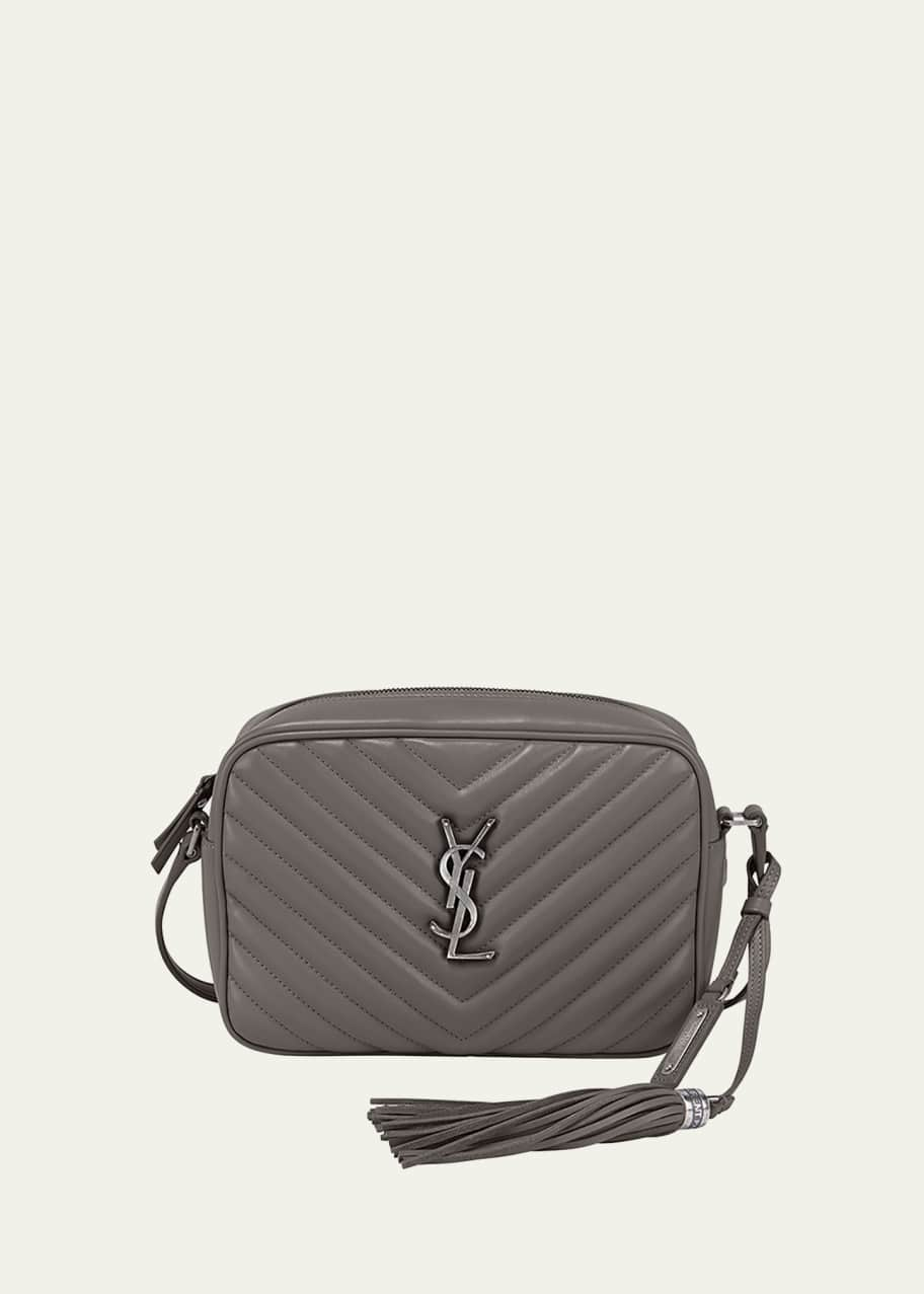 Image 1 of 1: Lou Medium YSL Monogram Calfskin Camera Crossbody Bag - Aged Silver Hardware