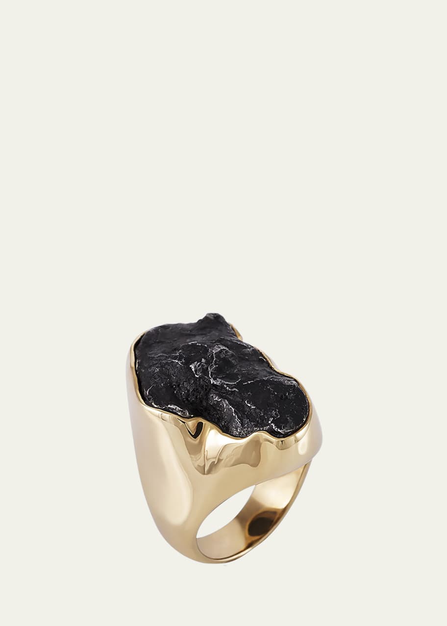 Image 1 of 1: Men's 18K Yellow Gold Sikhote-Alin Meteorite Ring