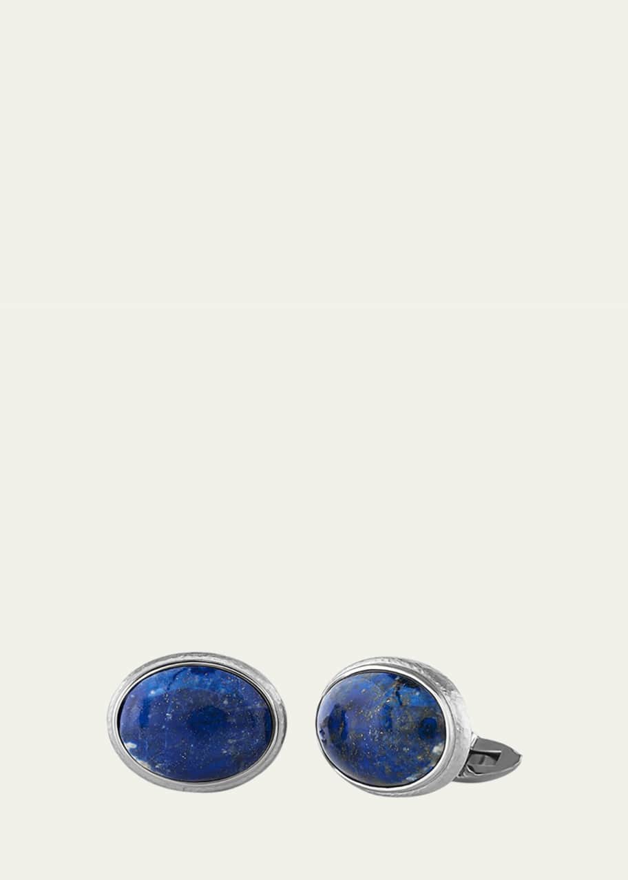 Image 1 of 1: 18K White Gold Lapis Cufflinks