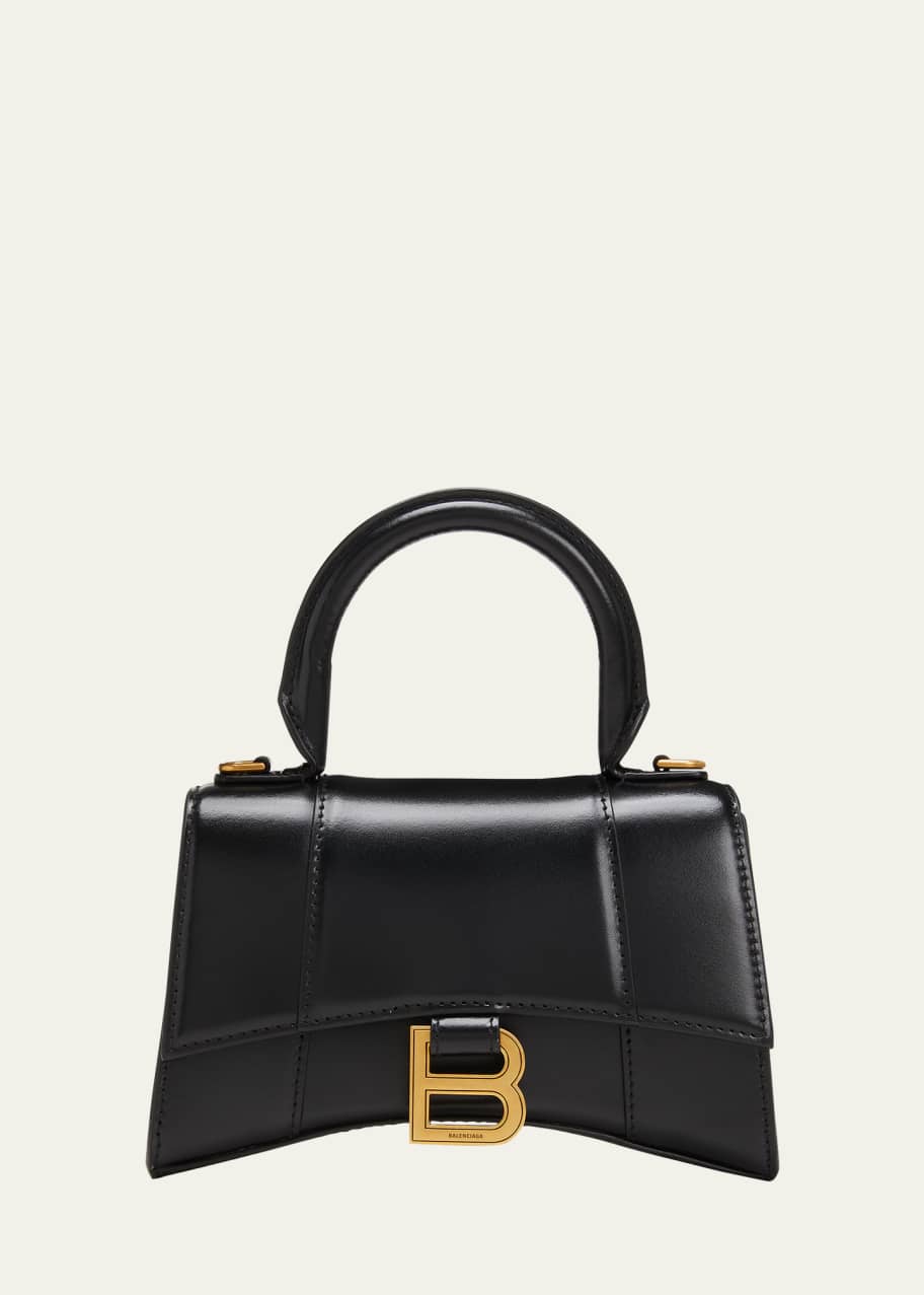 Balenciaga Hourglass XS Shiny Box Calf Top-Handle Bag - Bergdorf