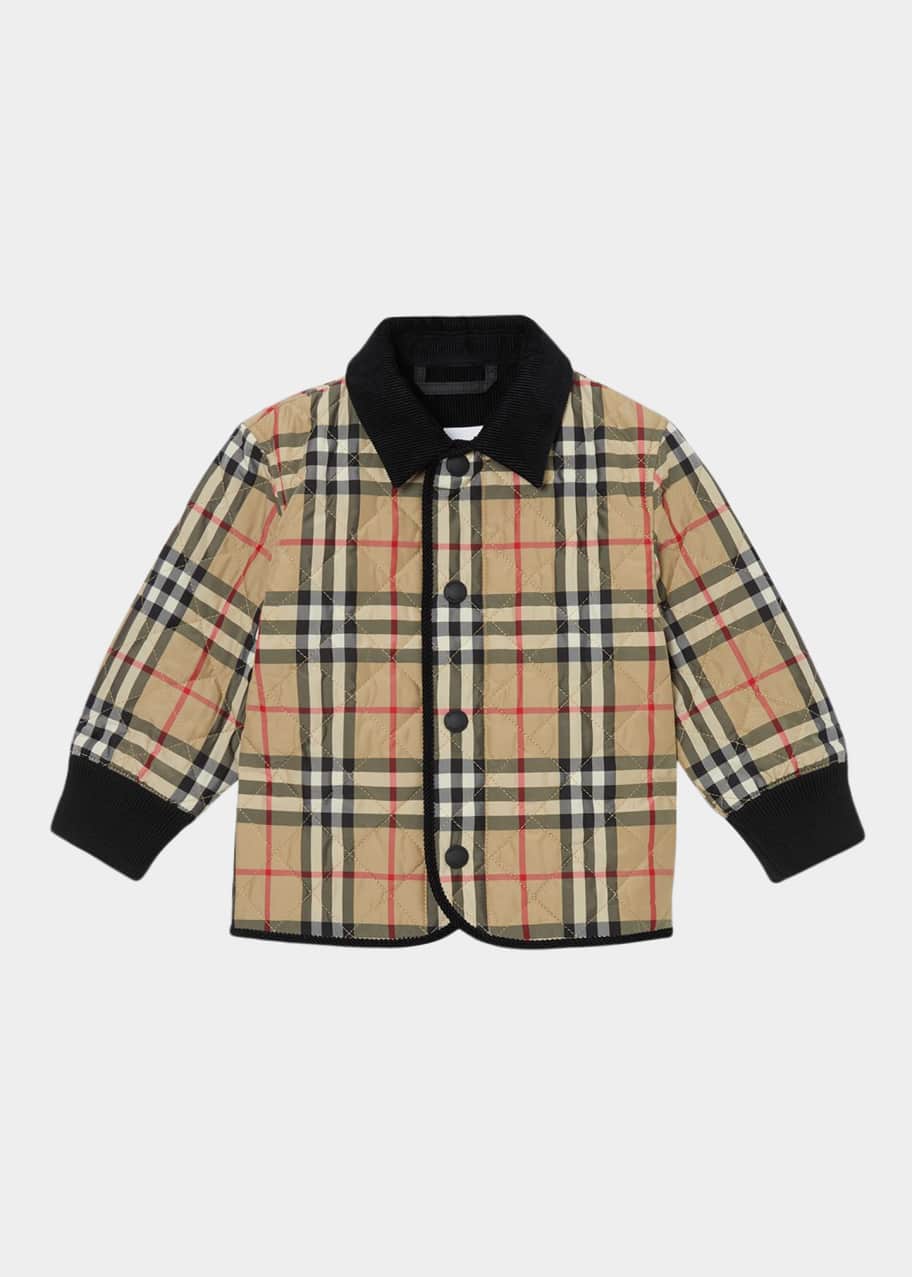Burberry Boy's Culford Check Quilted Jacket, Size 6M2 Bergdorf Goodman