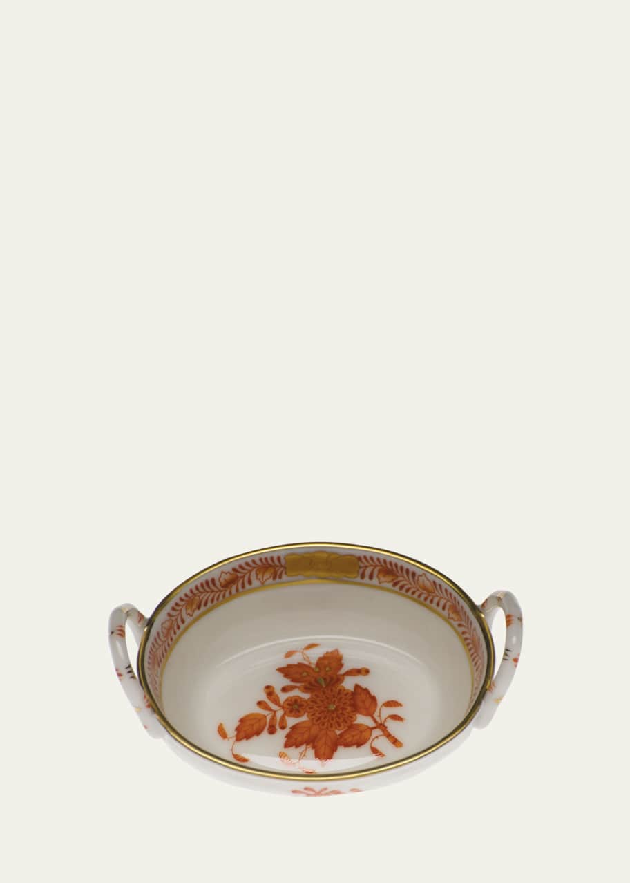 Image 1 of 1: Chinese Bouquet Rust Small Basket with Handles