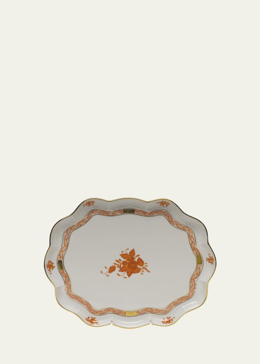 Image 1 of 1: Chinese Boutique Rust Scalloped Tray