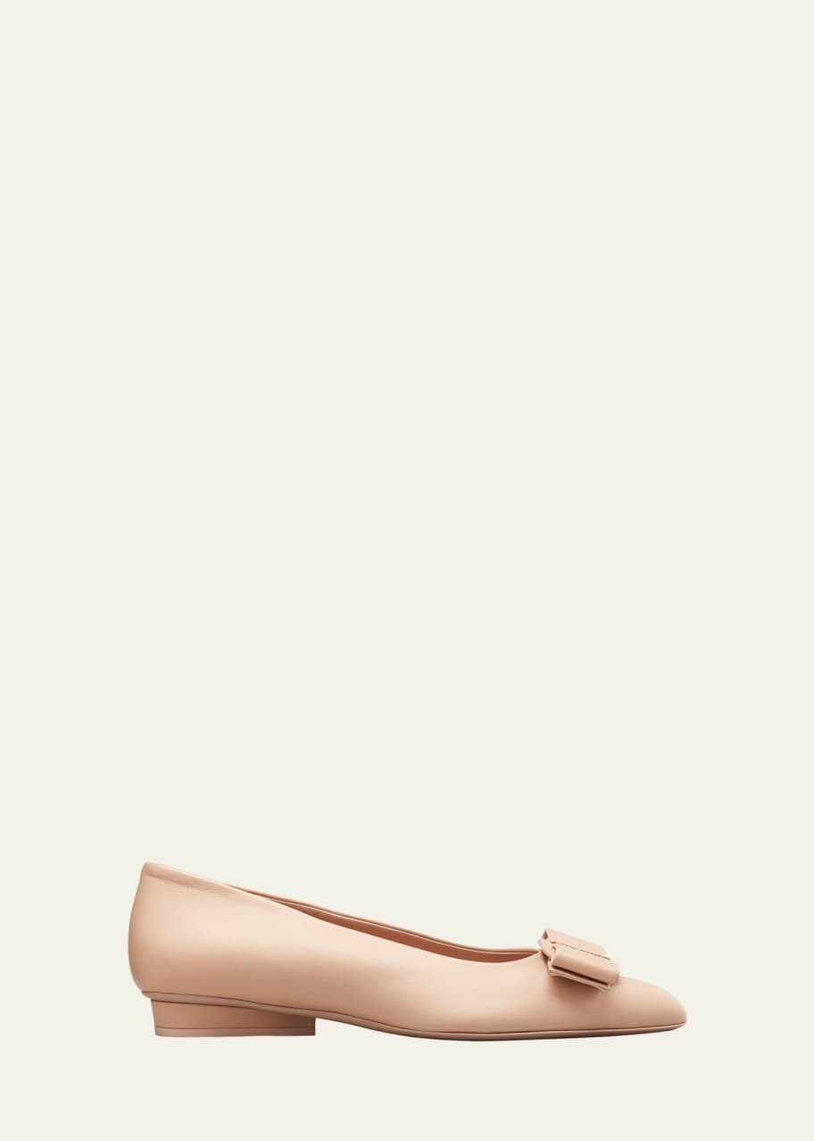 Image 1 of 1: Viva Leather Bow Ballerina Flats