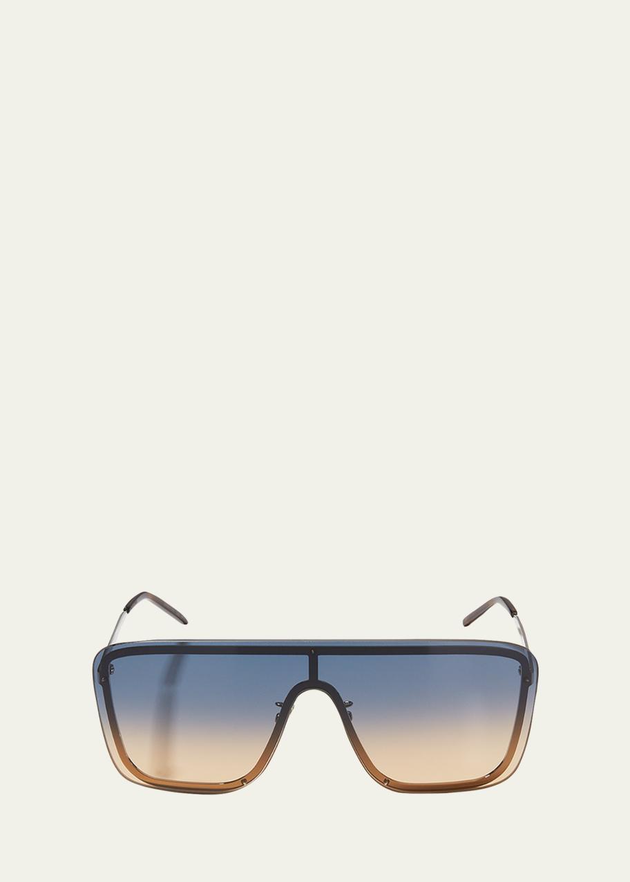 Saint Laurent Mask Shield Mirrored Sunglasses - Bergdorf Goodman display picture 1