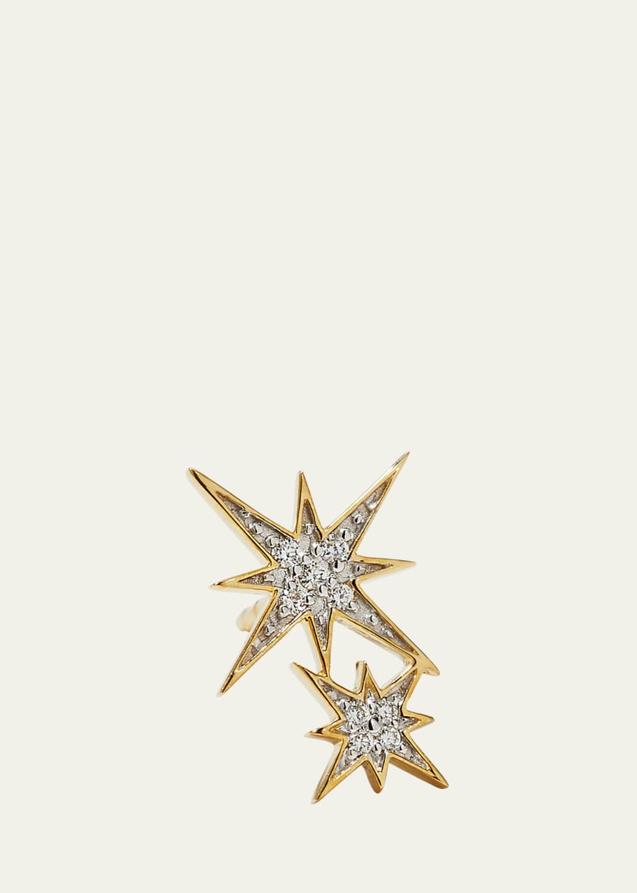 Image 1 of 1: 14k Yellow and White Gold Diamond Starburst Earring, Single