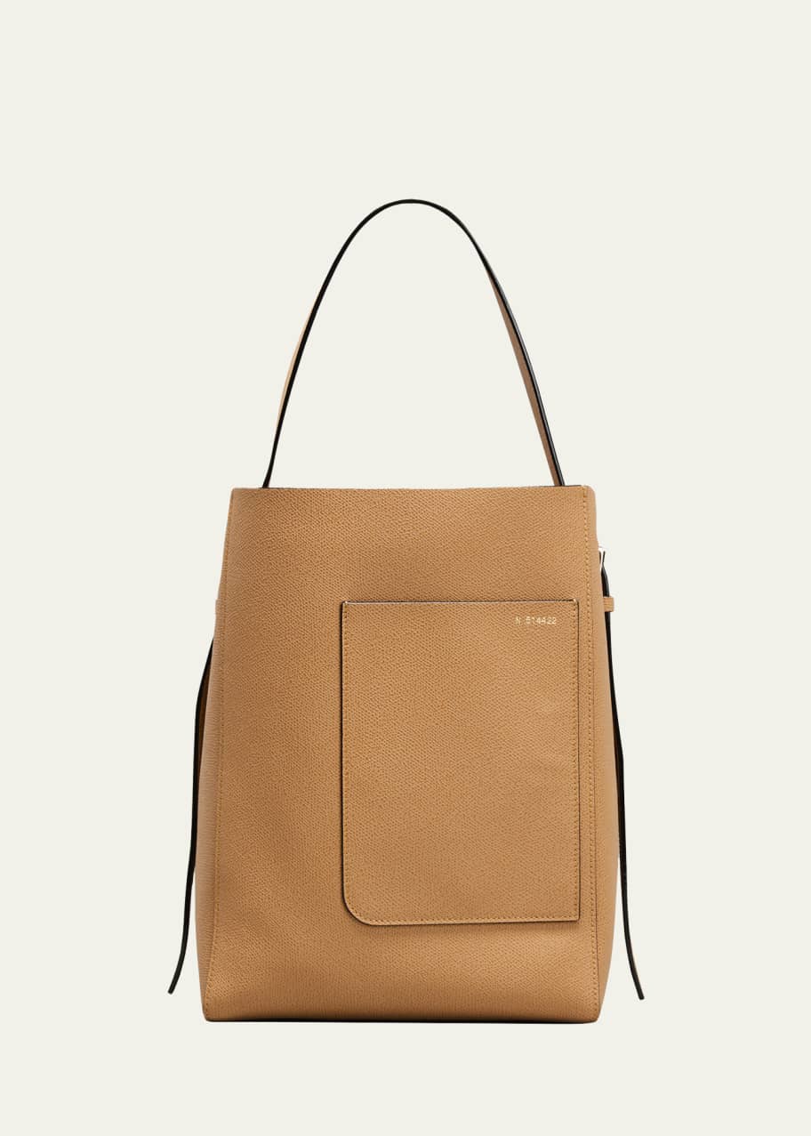 Image 1 of 1: Leather Bucket Tote Bag
