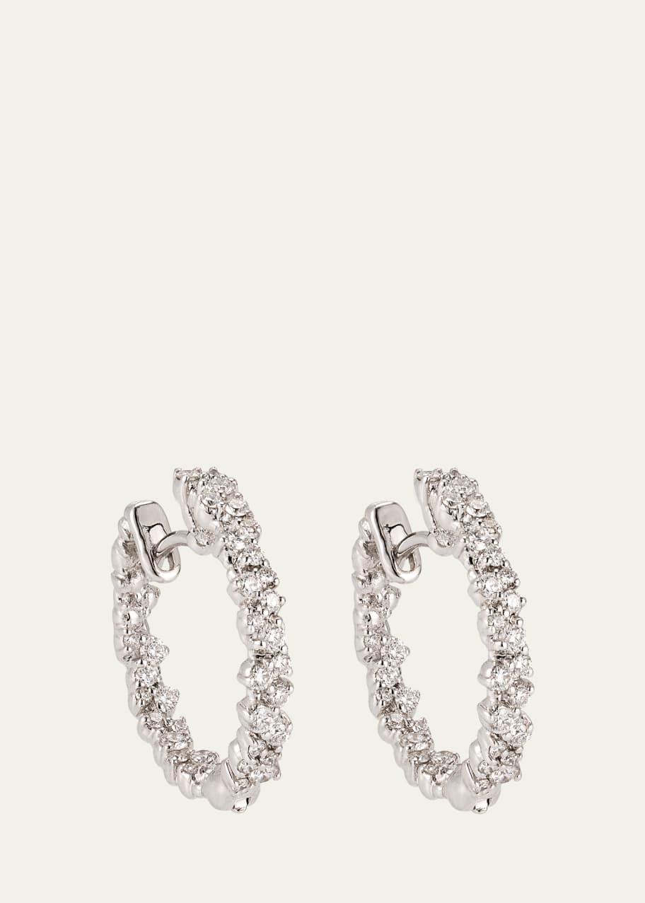 Image 1 of 1: 15mm Confetti 18K White Gold Diamond Hoop Earrings